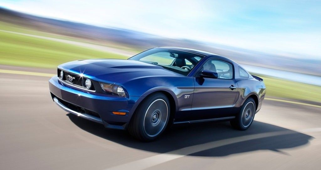 2010 Ford Mustang blue muscle car driving