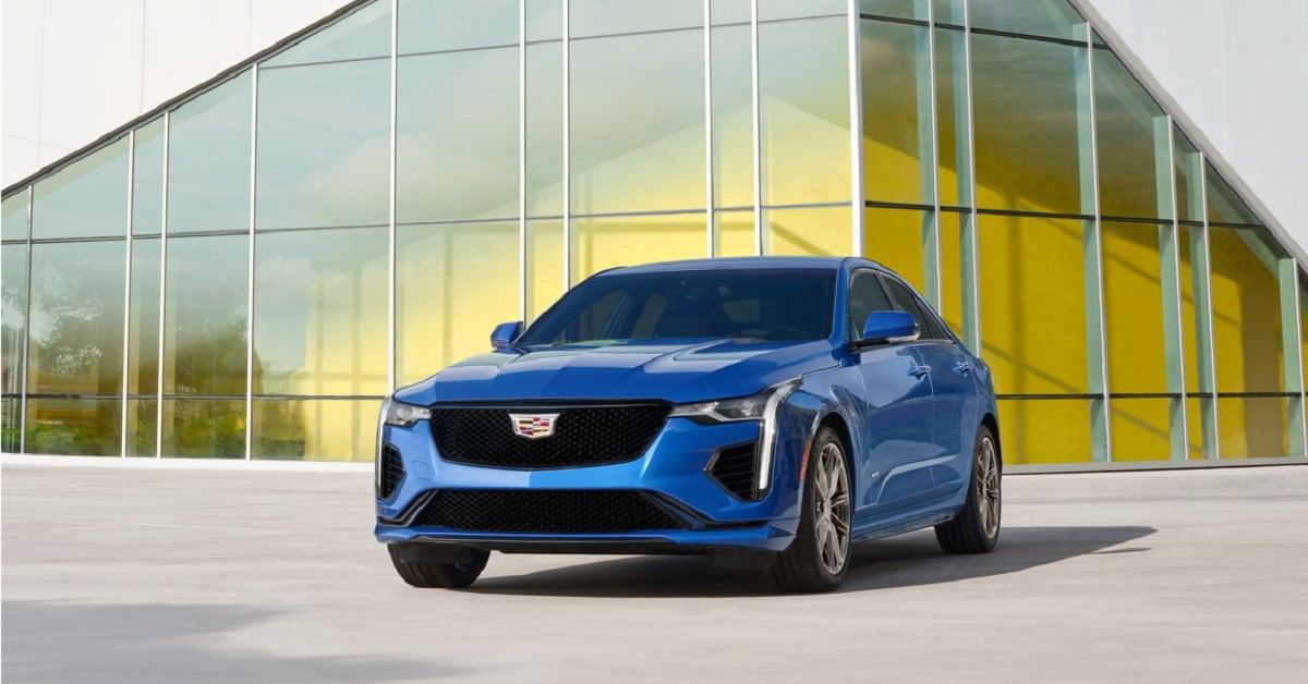 2022 Cadillac CT4-V, blue, front view
