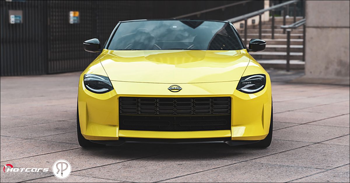 The front of the Z Roadster render in yellow