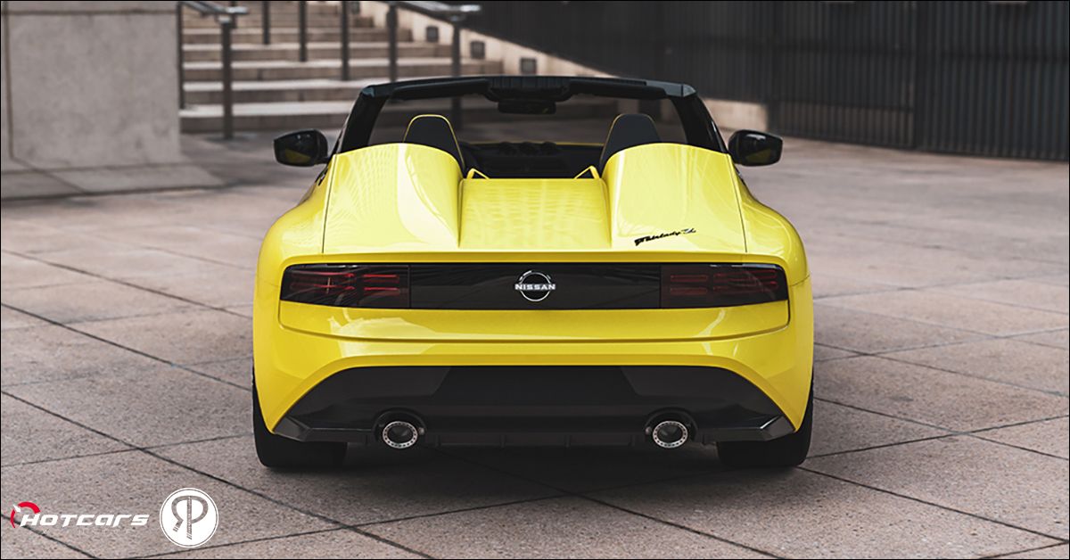 The rear end of the Z Roadster render in yellow