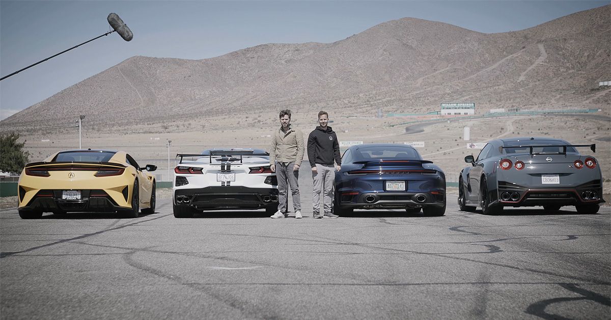 Drag Race Between Acura NSX Type S vs C8 Corvette vs 911 Turbo S vs Nissan GT-R NISMO 