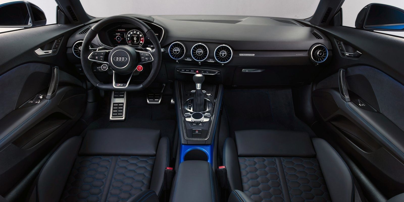 Wide angle of the interior of the Audi TT RS