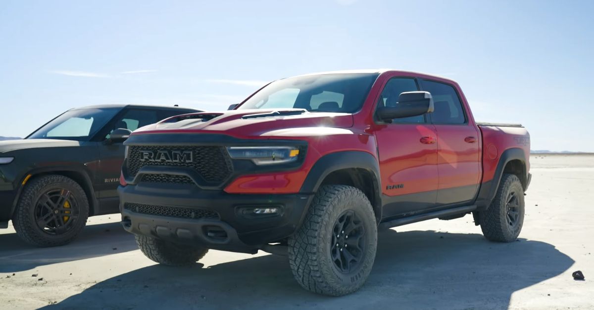 Edmunds Cars Youtube Channel Red Ram TRX side and front