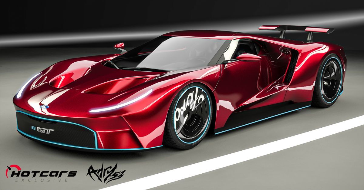 Front 3/4 view of the e-GT render in red