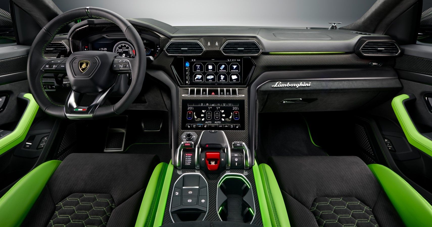 Lamborghini Urus interior dashboard layout view