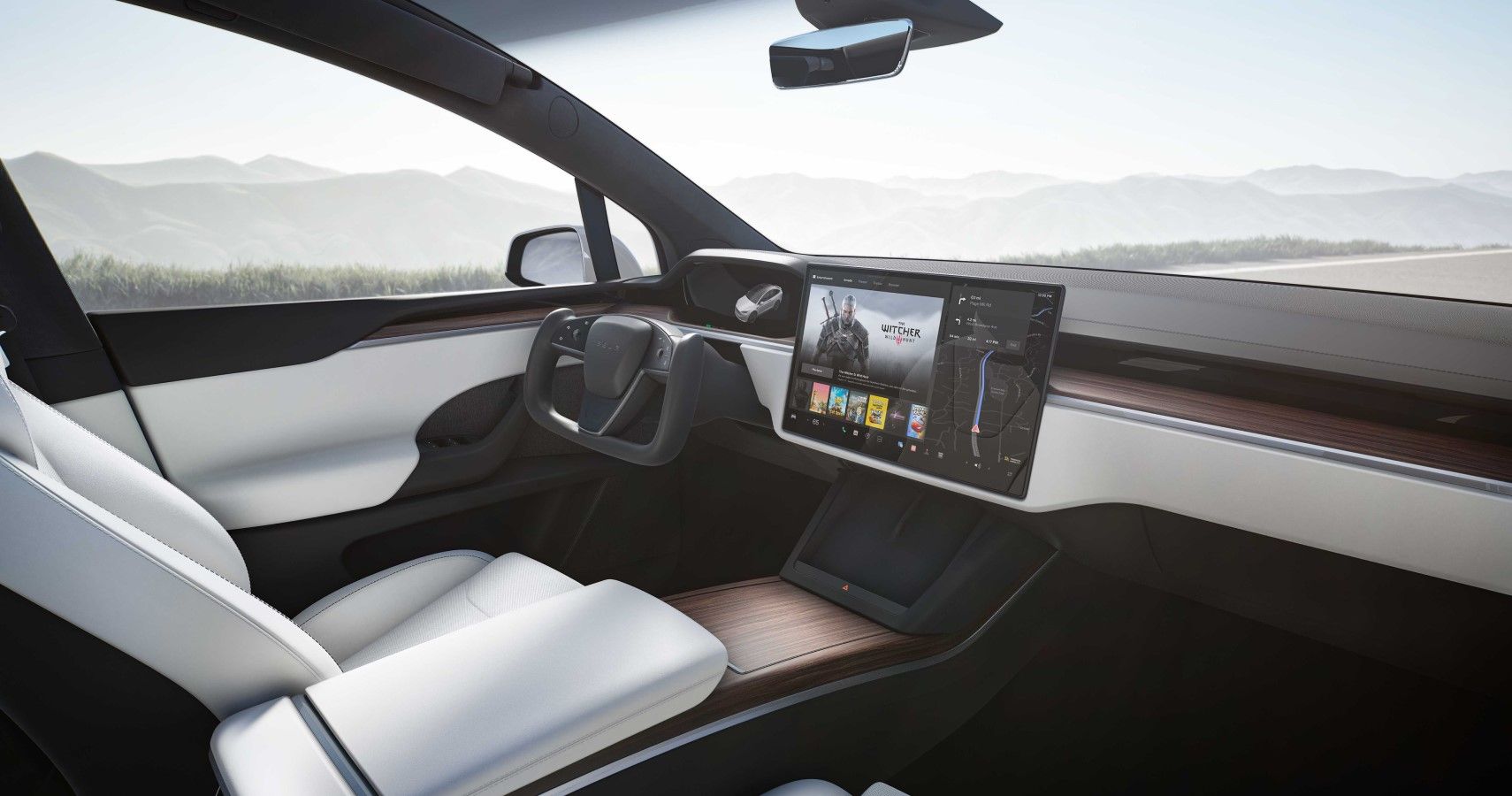 2022 Tesla Model X Plaid interior dashboard layout view