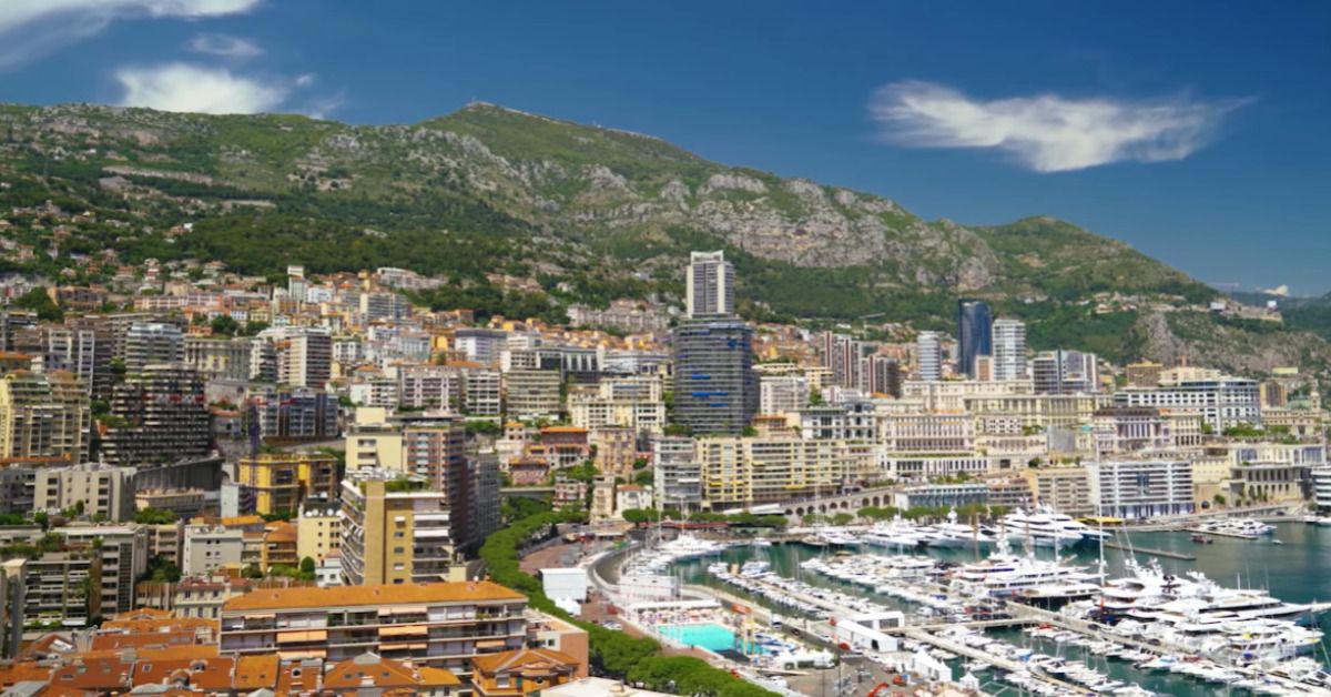 Monaco Skyline, view from afar in the air