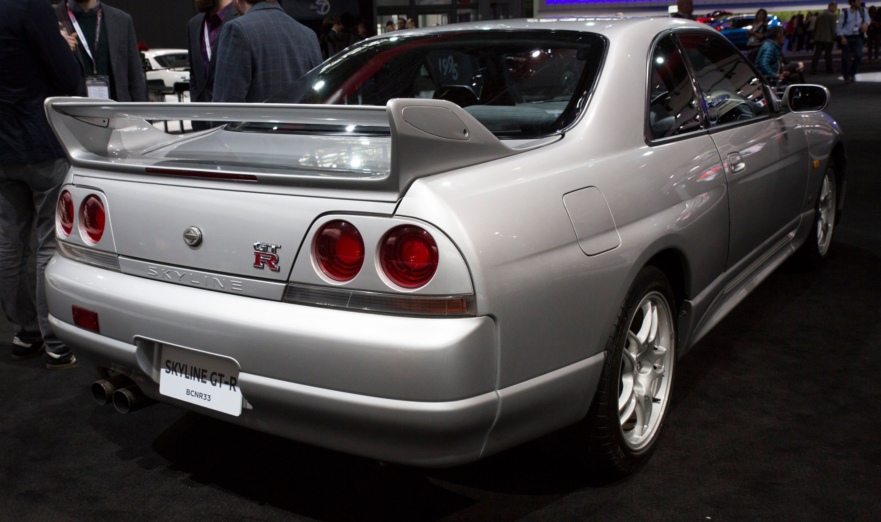 Silver Nissan Skyline GT-R, rear view