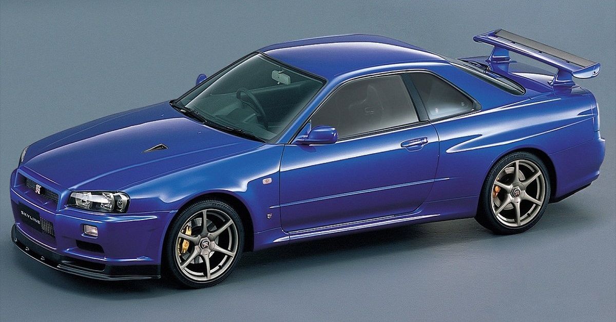 2000 Nissan Skyline GT-R V-spec II, blue, from above front quarter