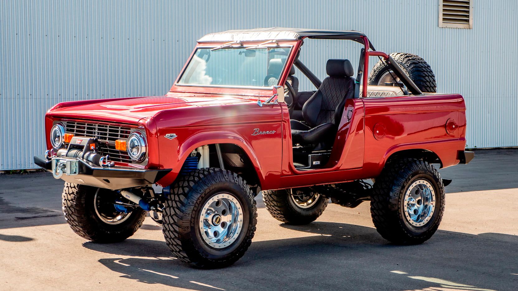 Red 1977 Ford Bronco - Front Angle