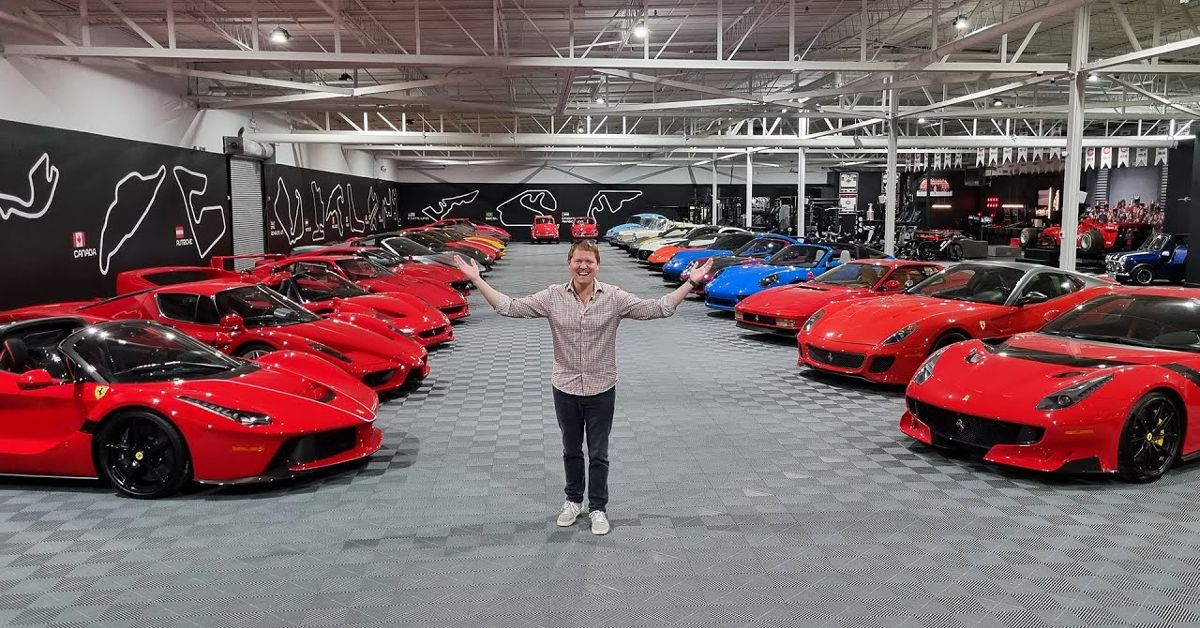 Luc Poirier car collection with Shmee standing in the middle