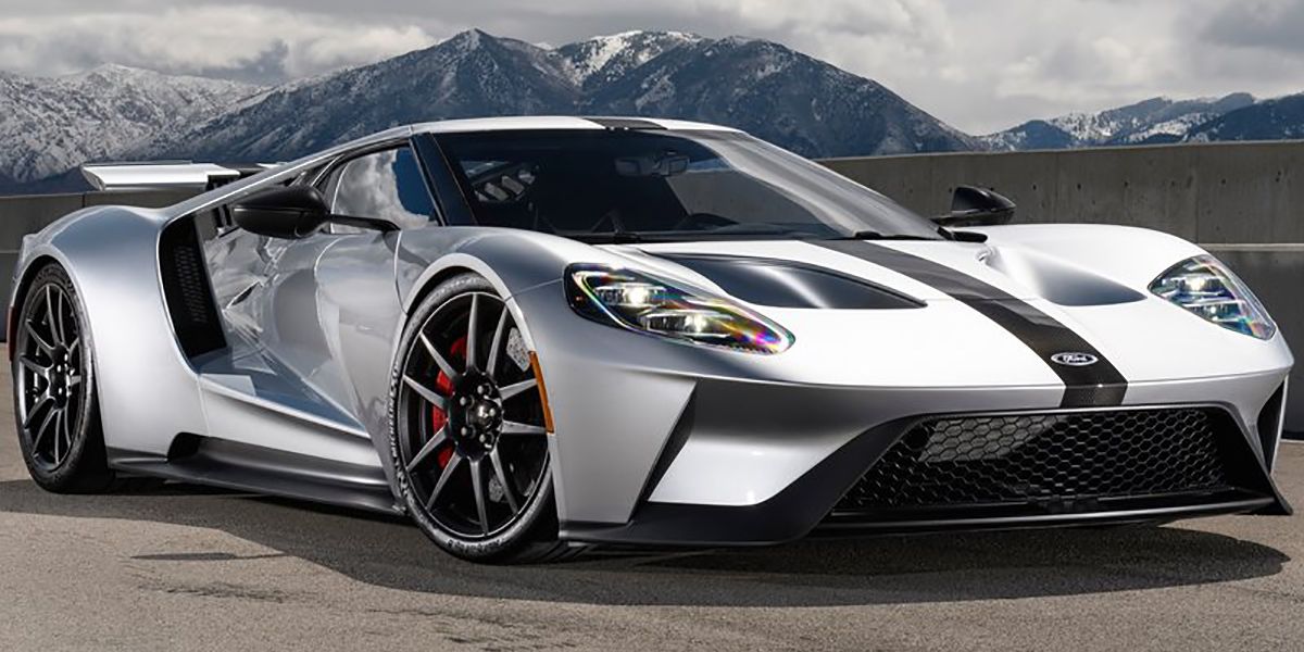 Silver 2017 Ford GT Supercar Parked Outside - Front Angle