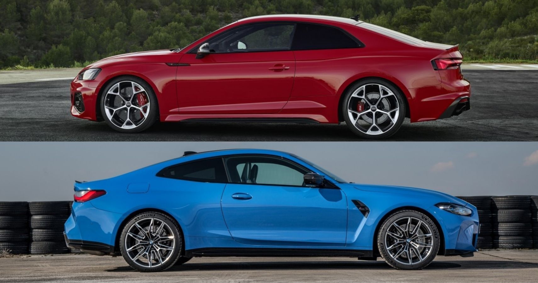 2023 Audi RS5 Competition and BMW M4 Competition side-by-side comparison side view