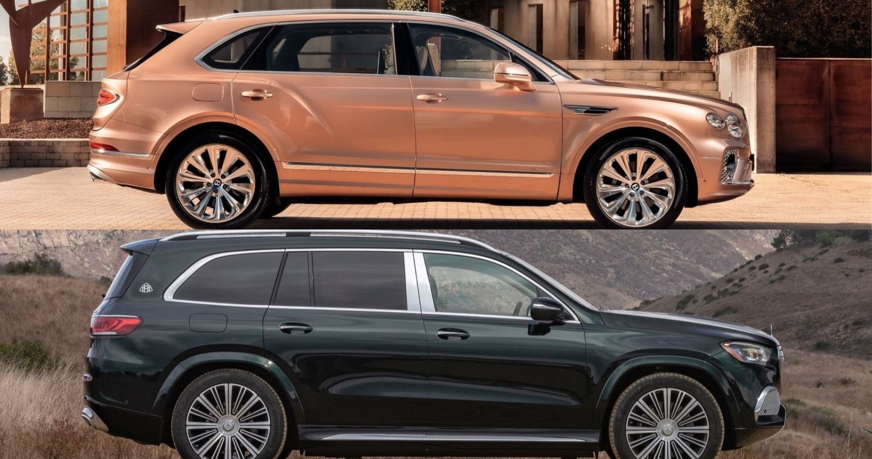Bentley Bentayga EWB and Mercedes-Maybach GLS side view comparison