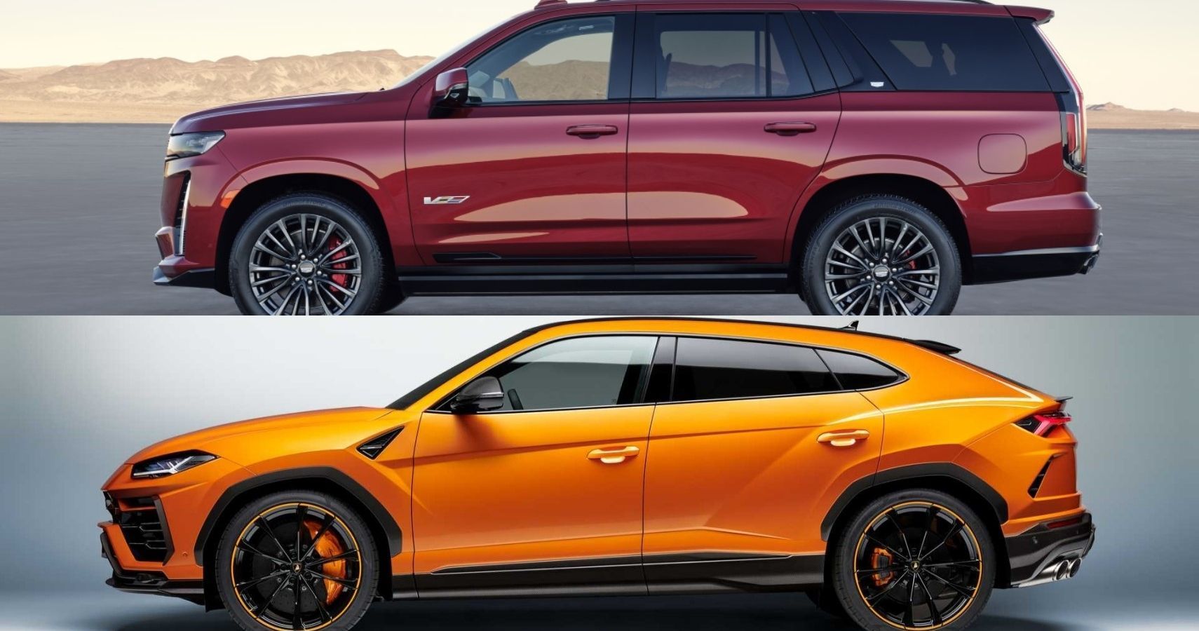 2023 Cadillac Escalade-V and Lamborghini Urus side view comparison