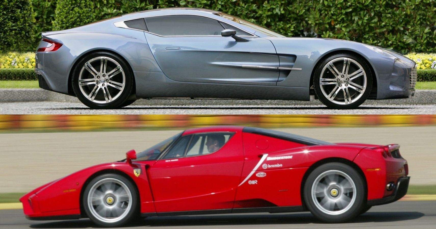 Aston Martin One-77 and Ferrari Enzo side-by-side comparison