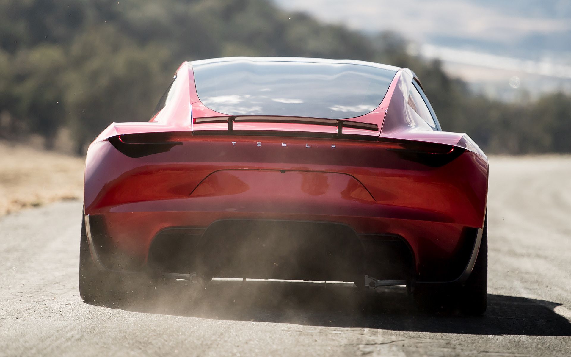 The rear end of the 2023 Tesla Roadster. 