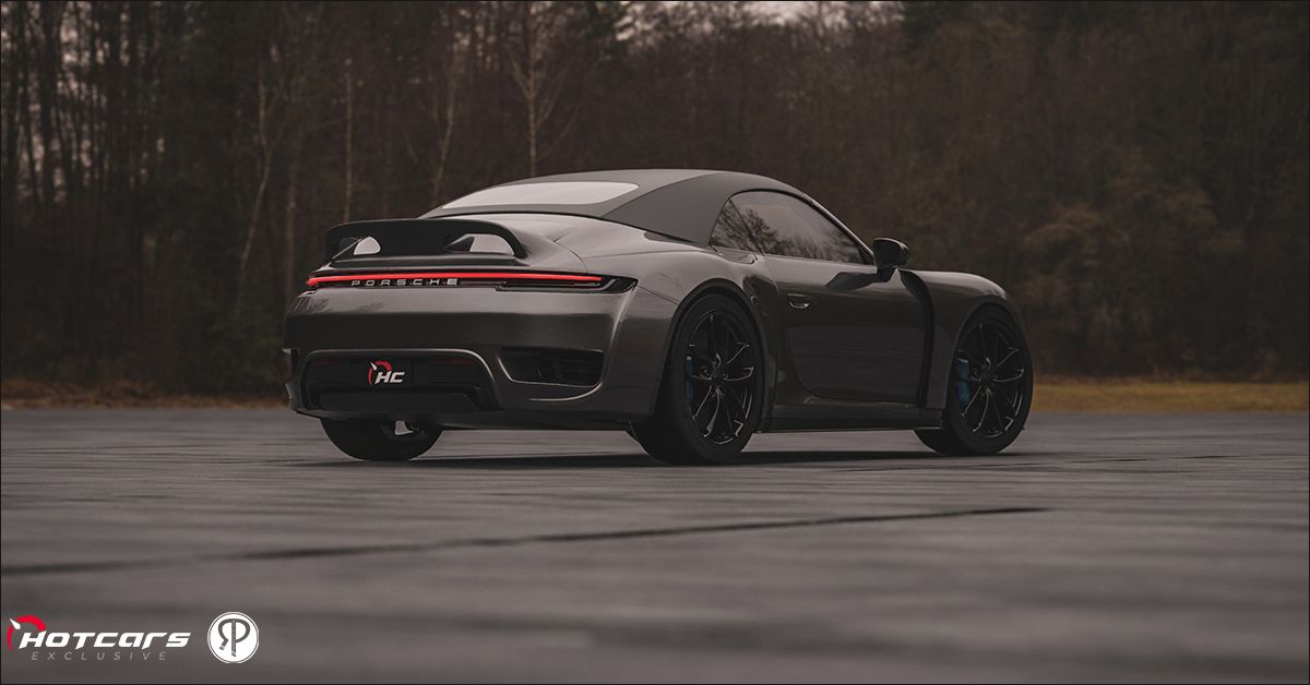 Rear 3/4 view of the electric 911 render