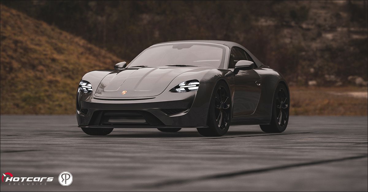 Front 3/4 view of the electric 911 render in gray