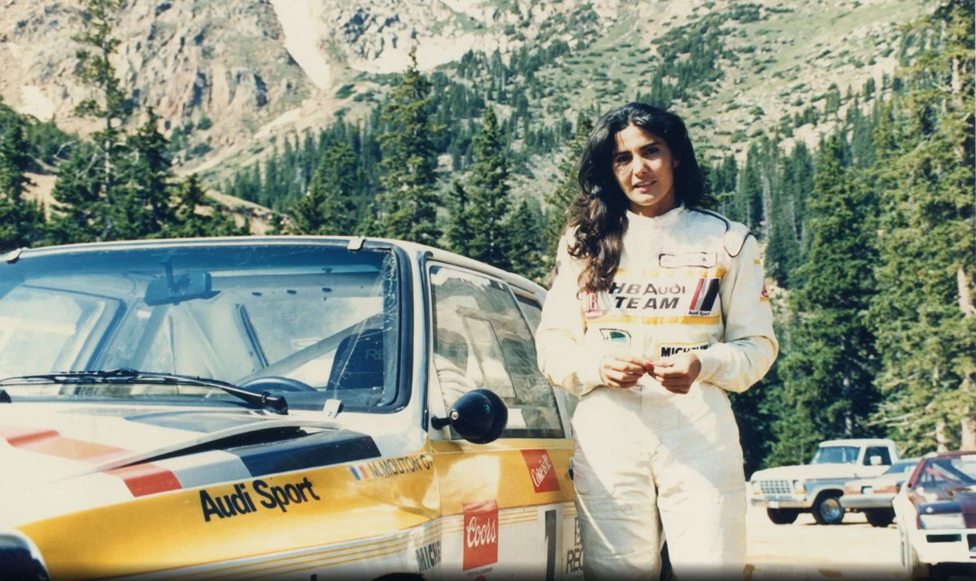 Michelle Mouton In Front Of her Audi Quattro