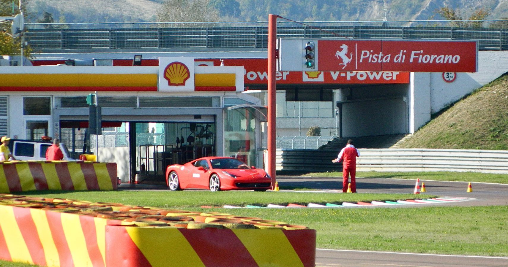 Looking at the famous pit garage at Fiorano