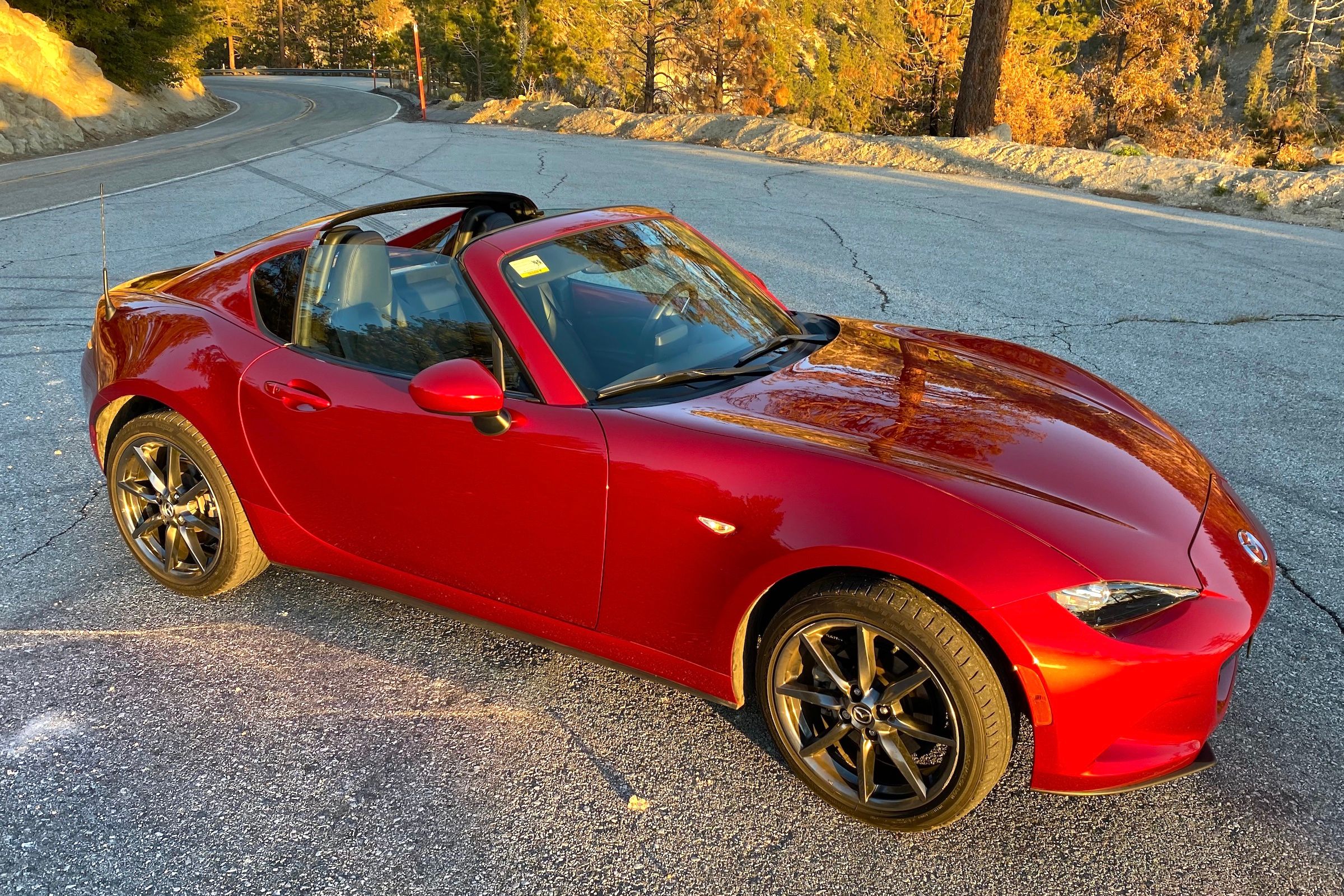 2022 Mazda Miata RF from above with roof down