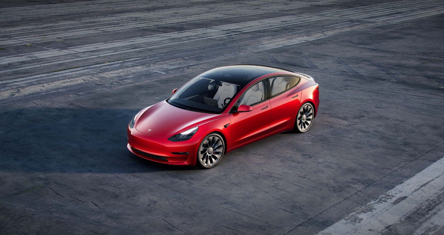 2022 red Tesla Model 3 Long Range still 