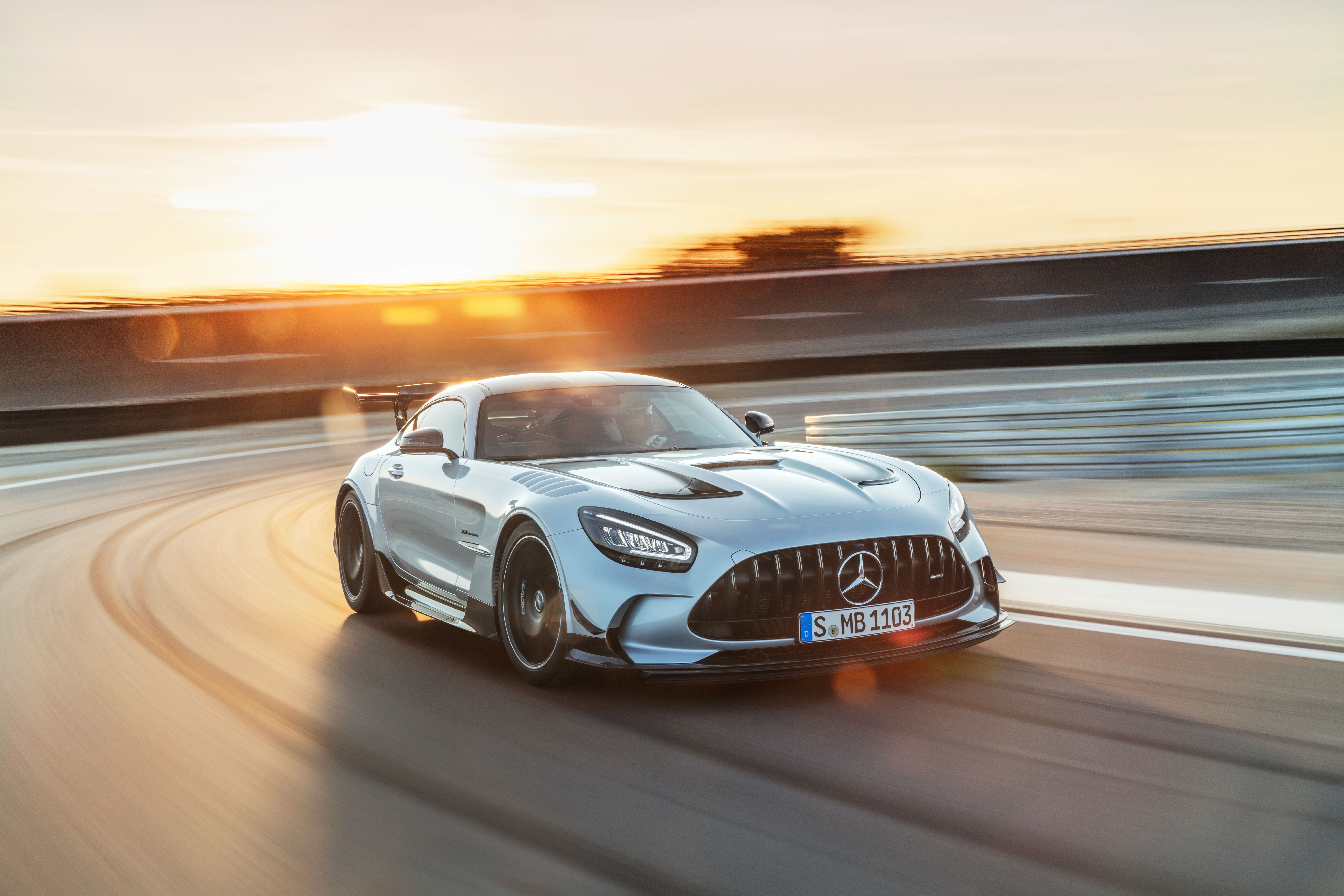 The Mercedes-AMG GT Black Series on the track. 