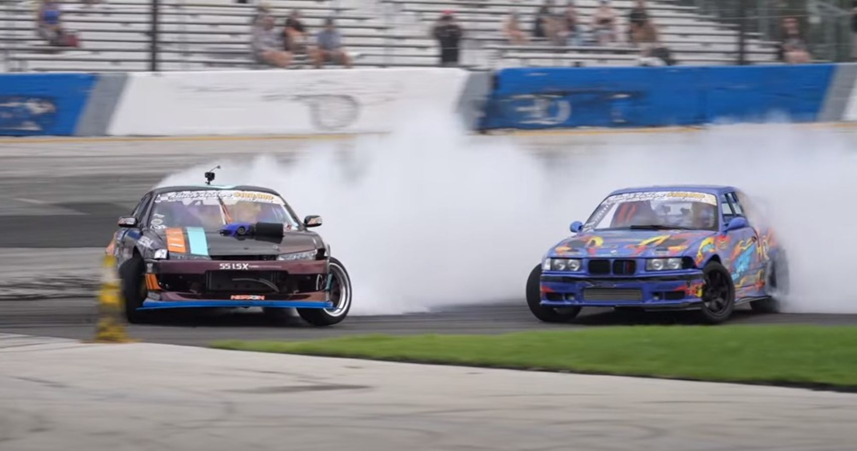 Nissan Silvia and Adams BMW E36 Drifting Front View