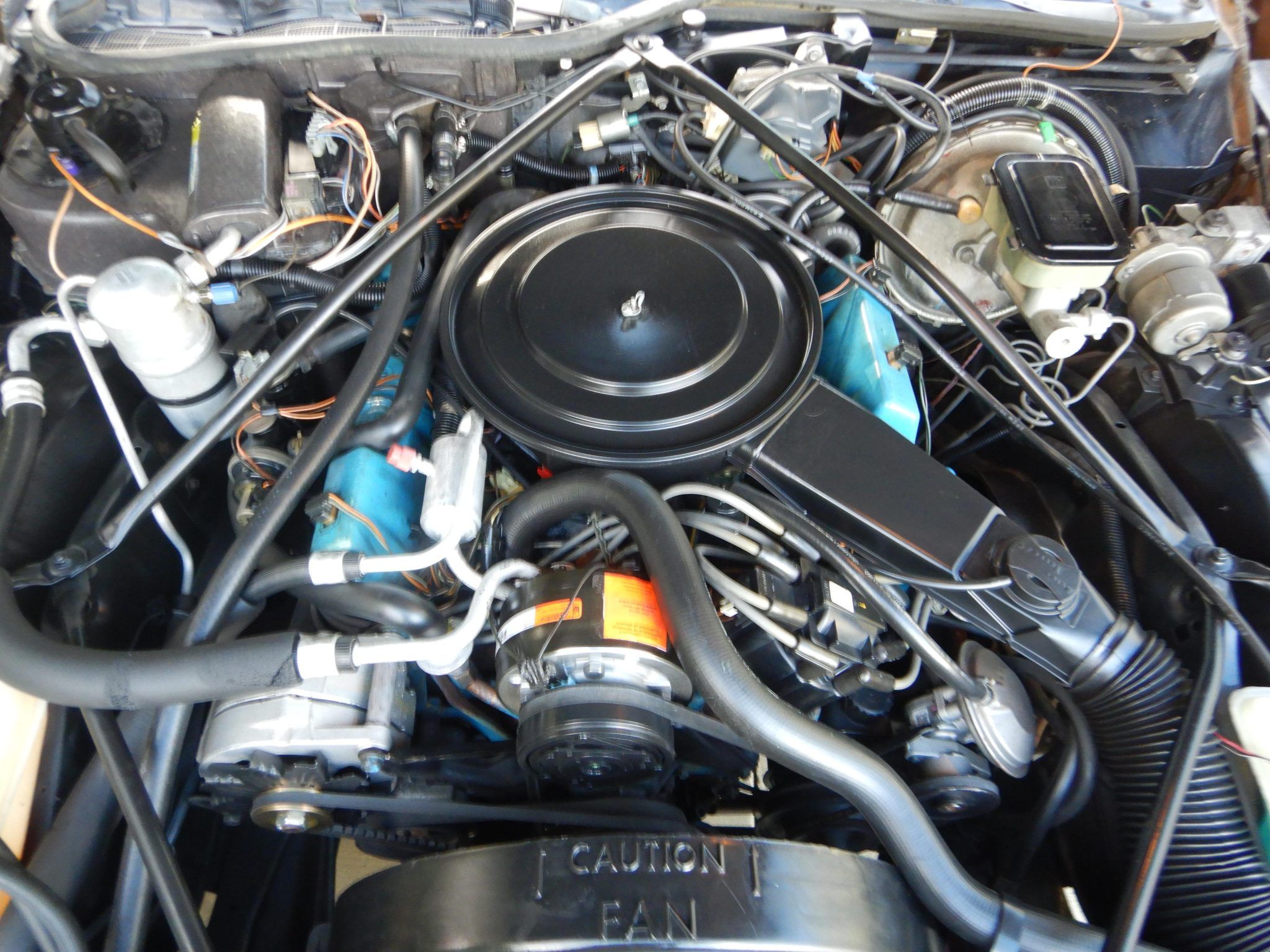 Cadillac V8-6-4 engine front view 