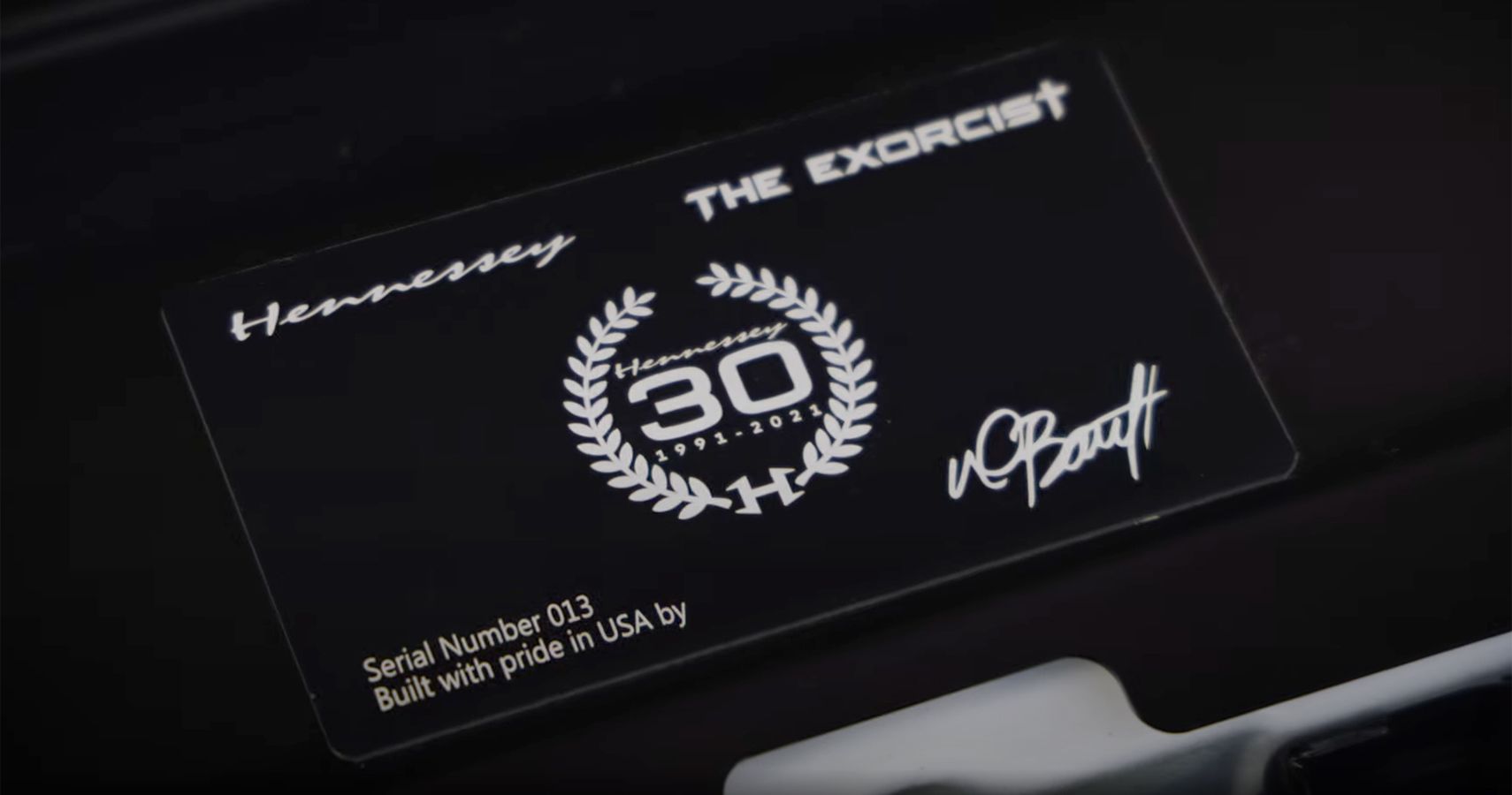 2022 Chevrolet Camaro ZL1 Exorcist engine bay series plaque