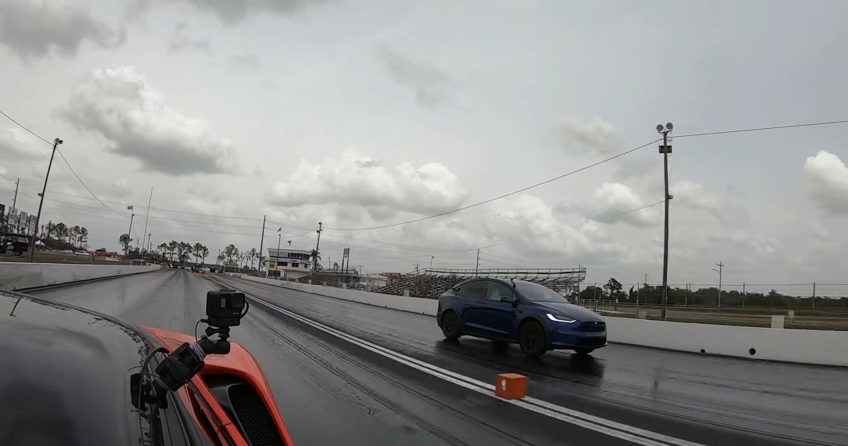 DragTimes SF90 versus Model X Drag Race Front View