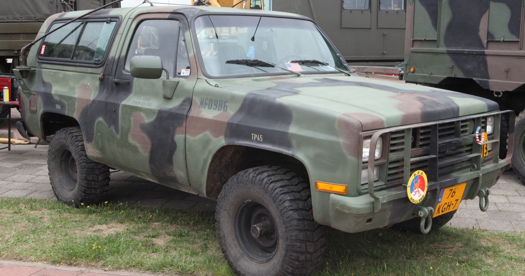 Second-gen Chevrolet K5 Blazer 4x4 militarized version front third quarter view
