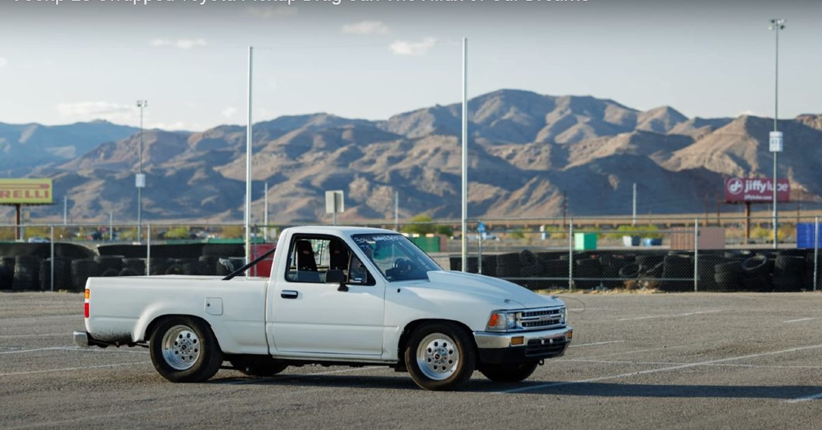 Larry Chen YouTube Channel 1989 White Toyota Hilux LS swap Side View