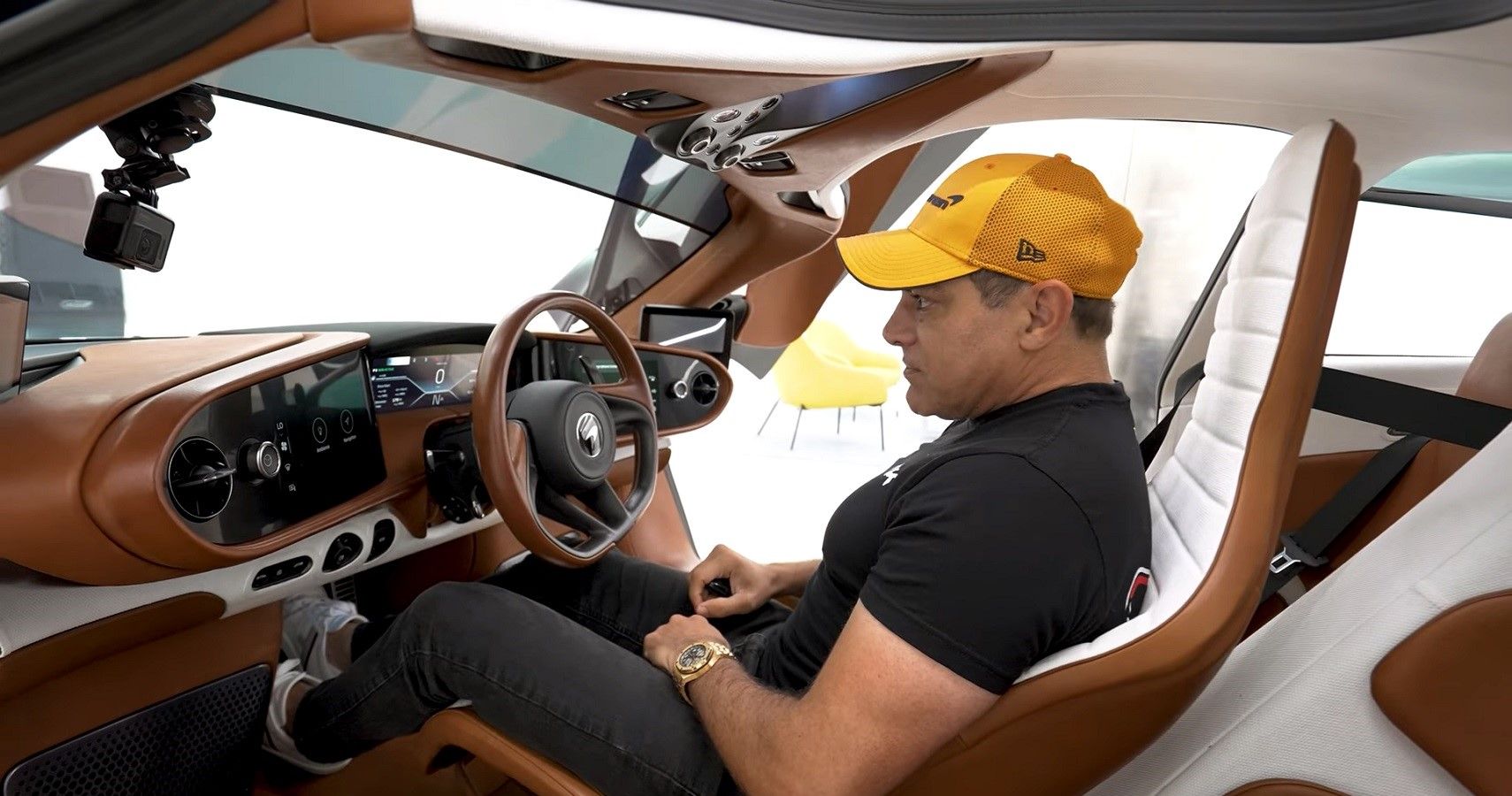 Manny Khoshbin's McLaren Speedtail, interior, Manny in seat