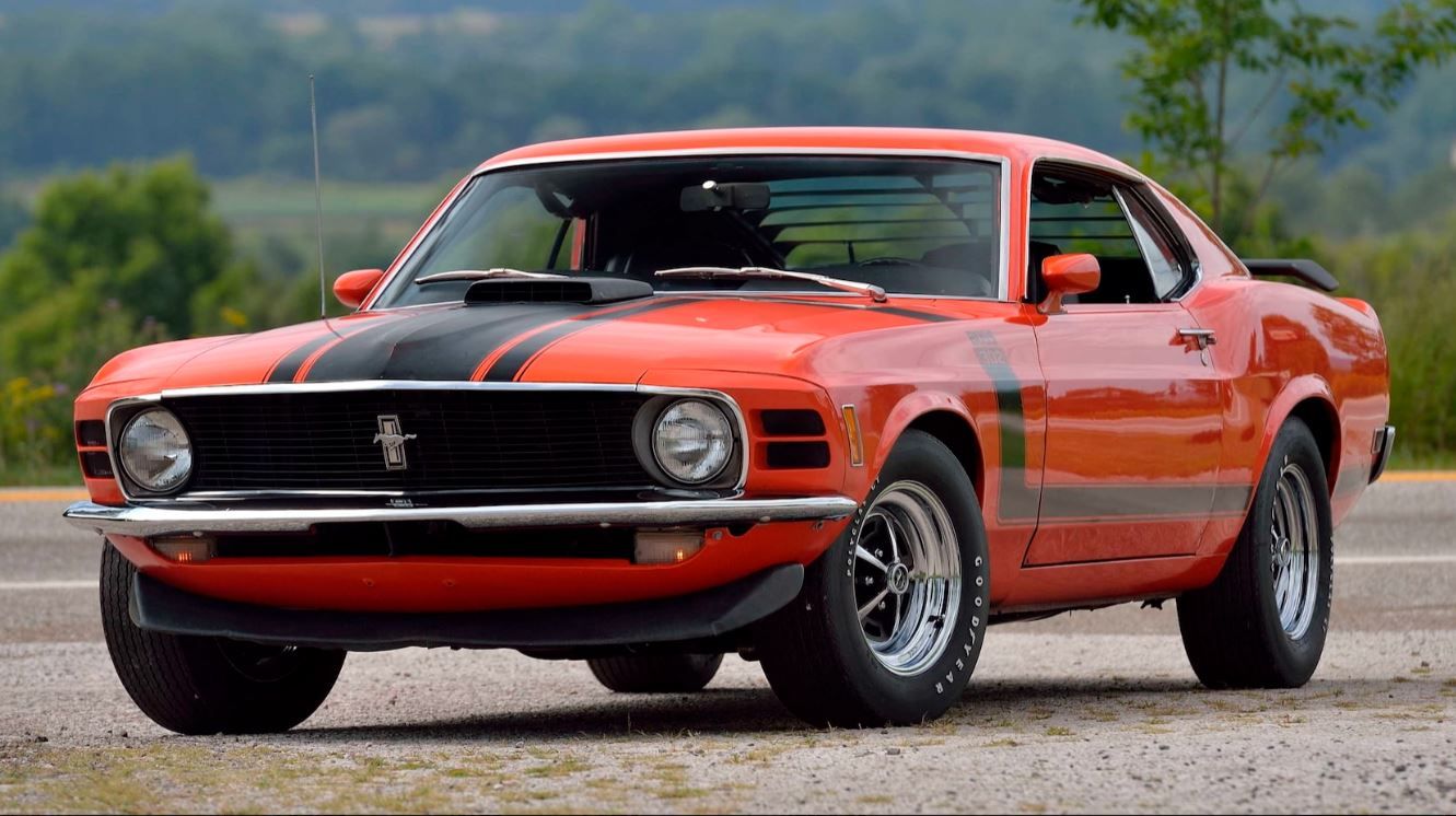 Orange-1970-Ford-Mustang-Boss-302-Fastback---Front-Right-Angle-1