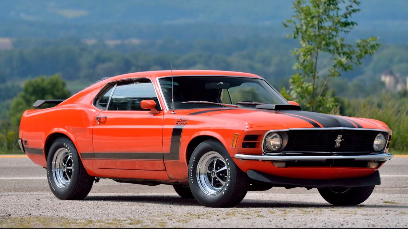 Orange-1970-Ford-Mustang-Boss-302-Fastback--Front-Left-Angle-1