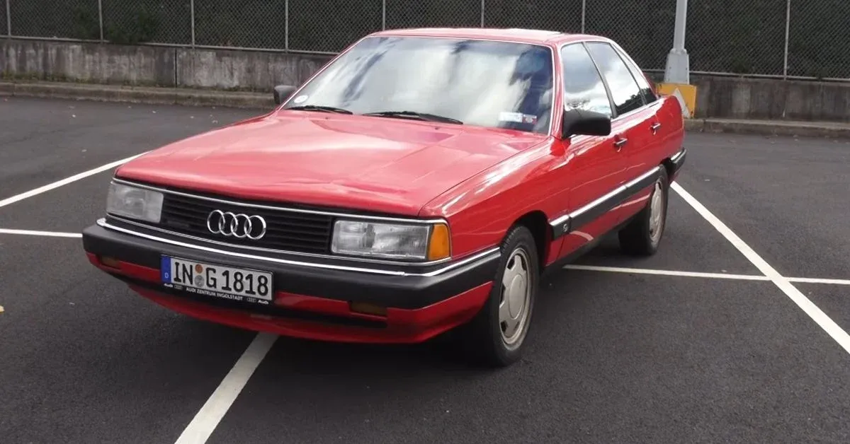 Red-1986-Audi-5000CS-Turbo-Quatro on the parking lot