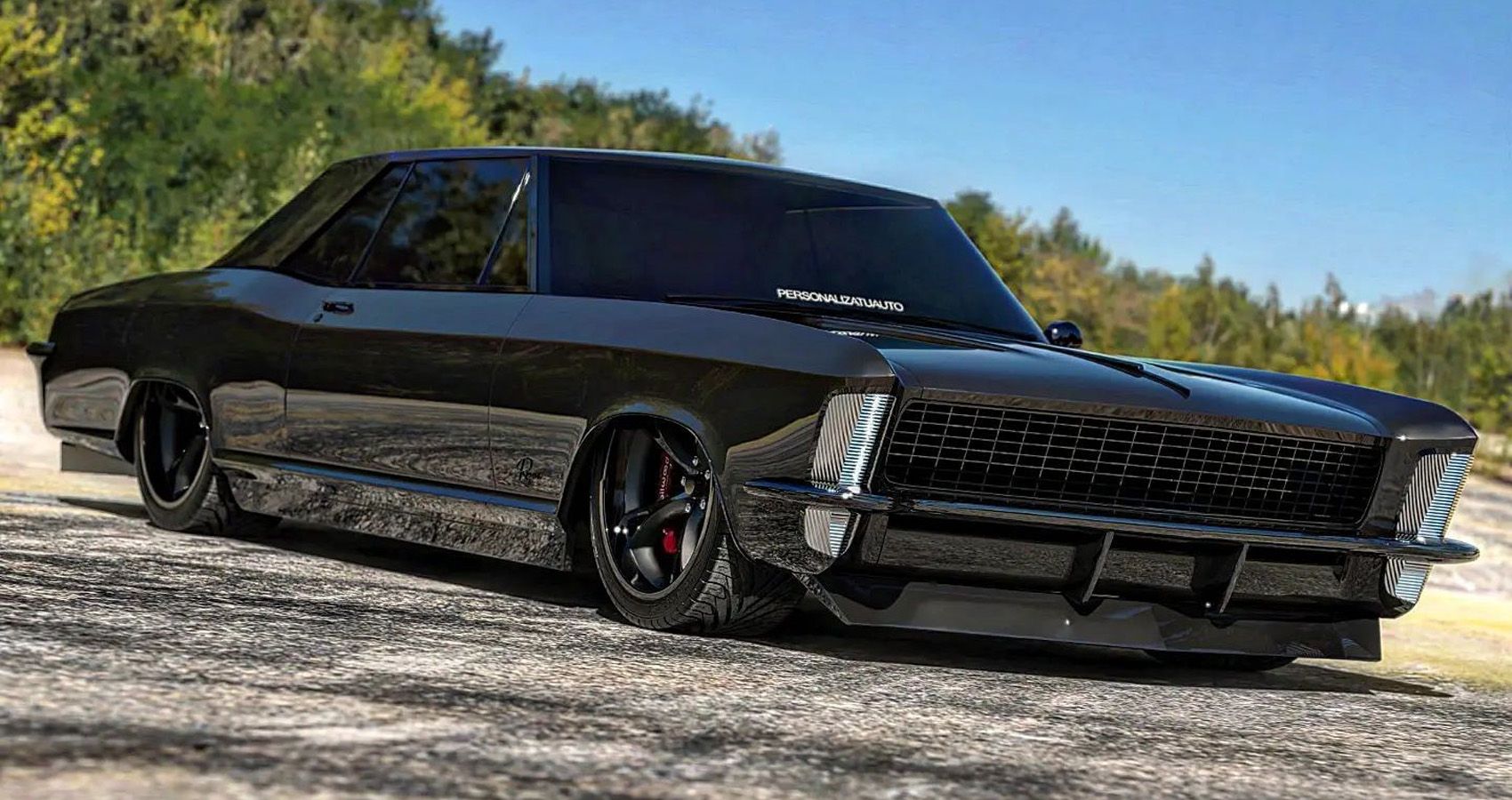 This Slammed And Murdered Out 1965 Buick Riviera Is A Stunning Neo Classic