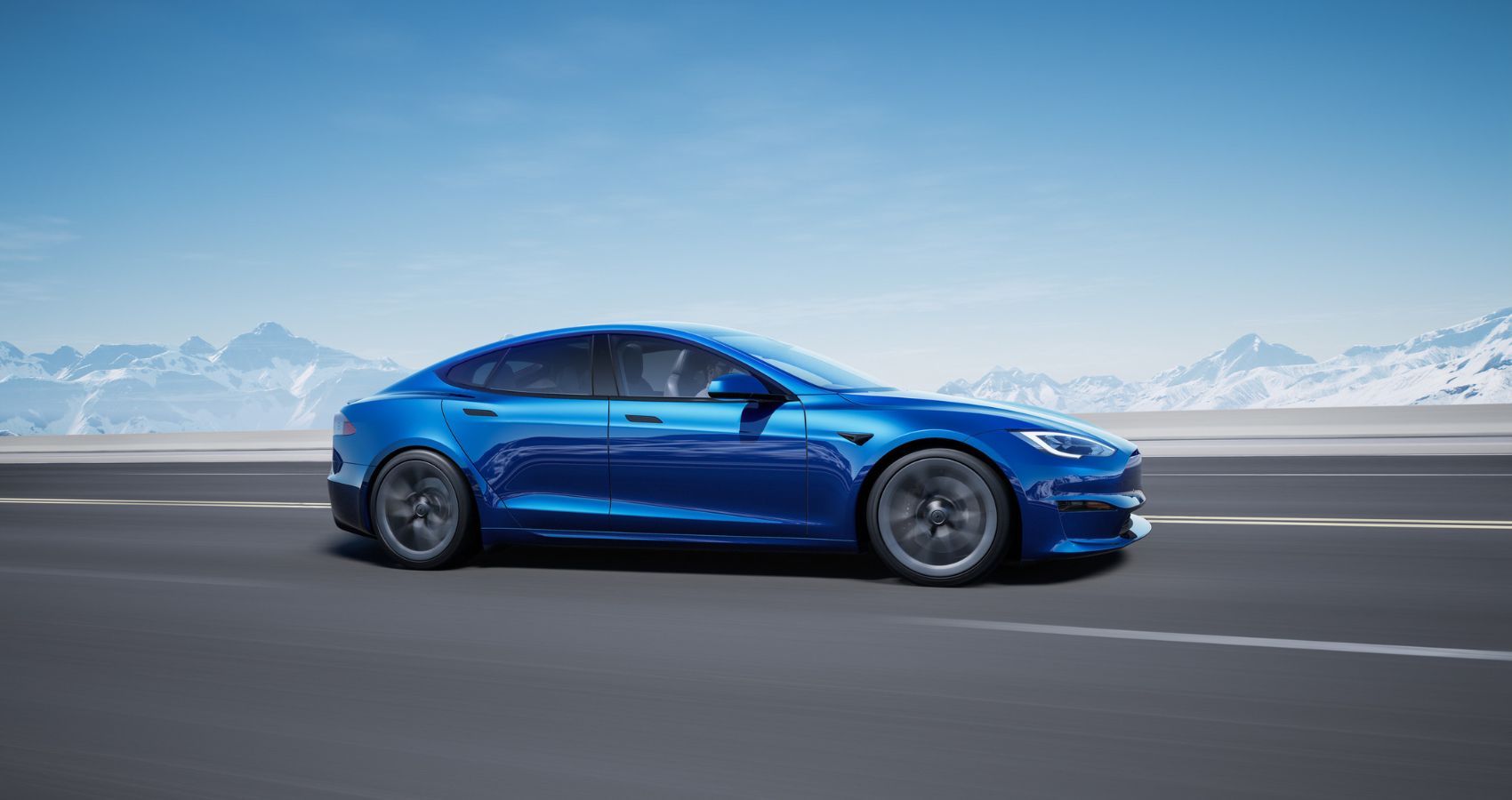 Tesla Model S Side View In Blue