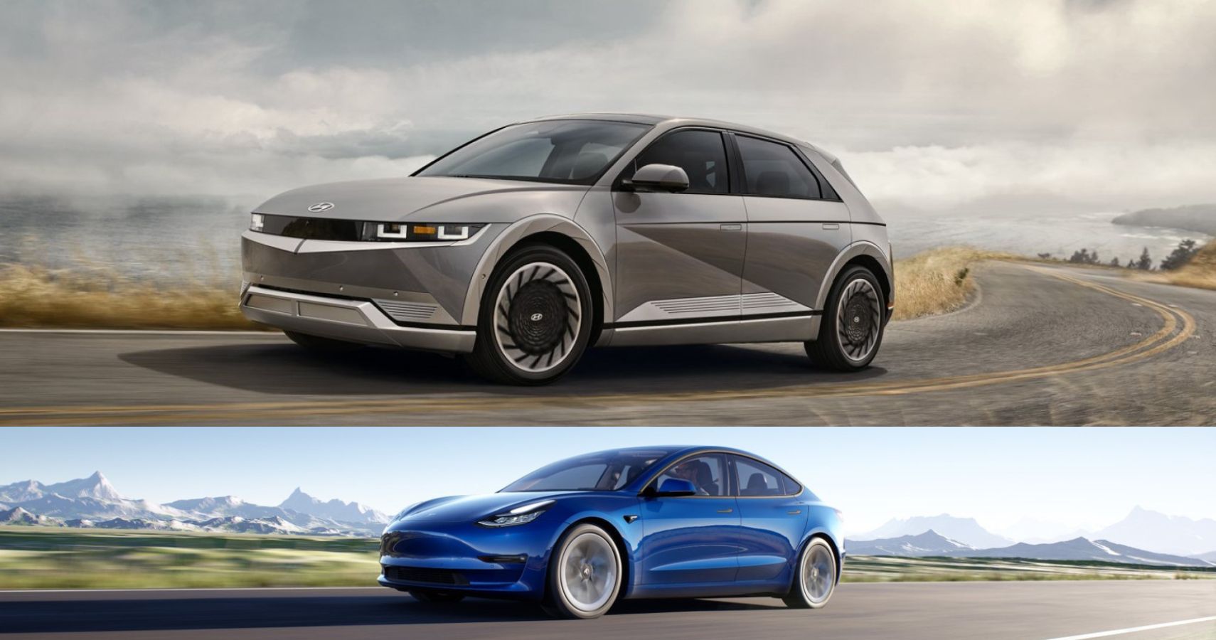 Hyundai Ioniq 5 and Tesla Model 3 comparison view