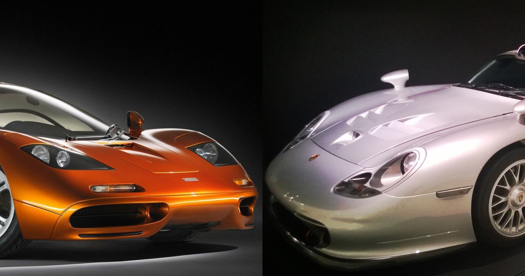 McLaren F1 and Porsche 911 GT1 Strassenversion side-by-side front fascia view
