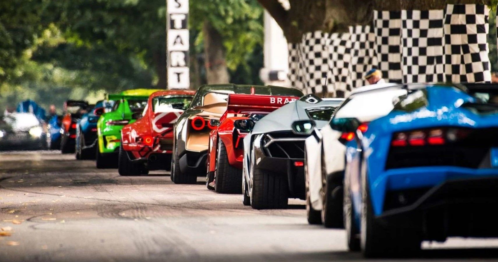 Supercars lined up at the Goodwood Festival of Speed