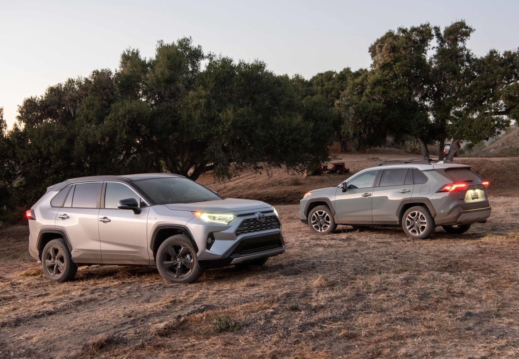 Toyota RAV4 front and rear three quarter parked on a rocky surface