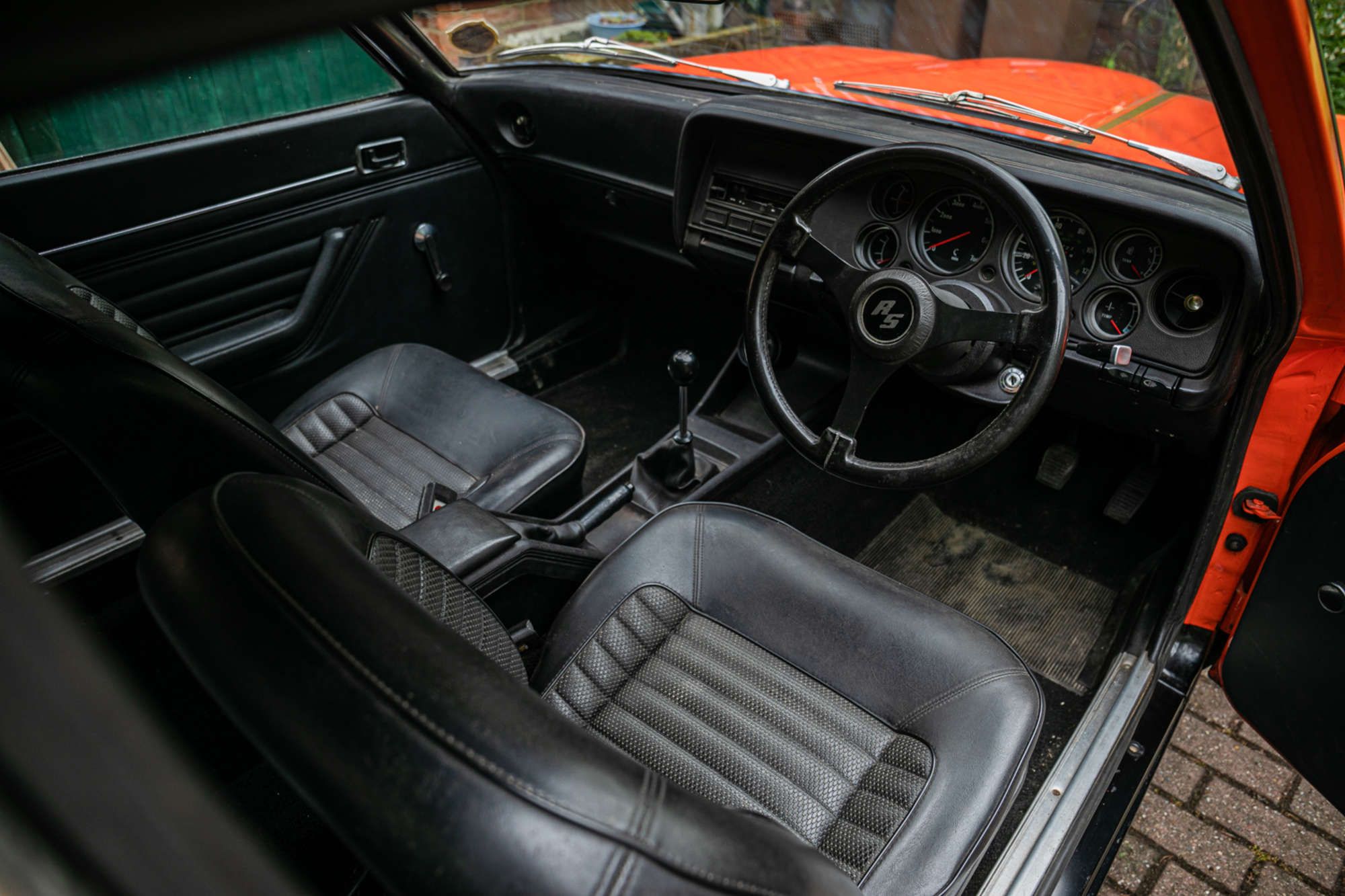 The interior of the 1975 Ford Capri RS3100.