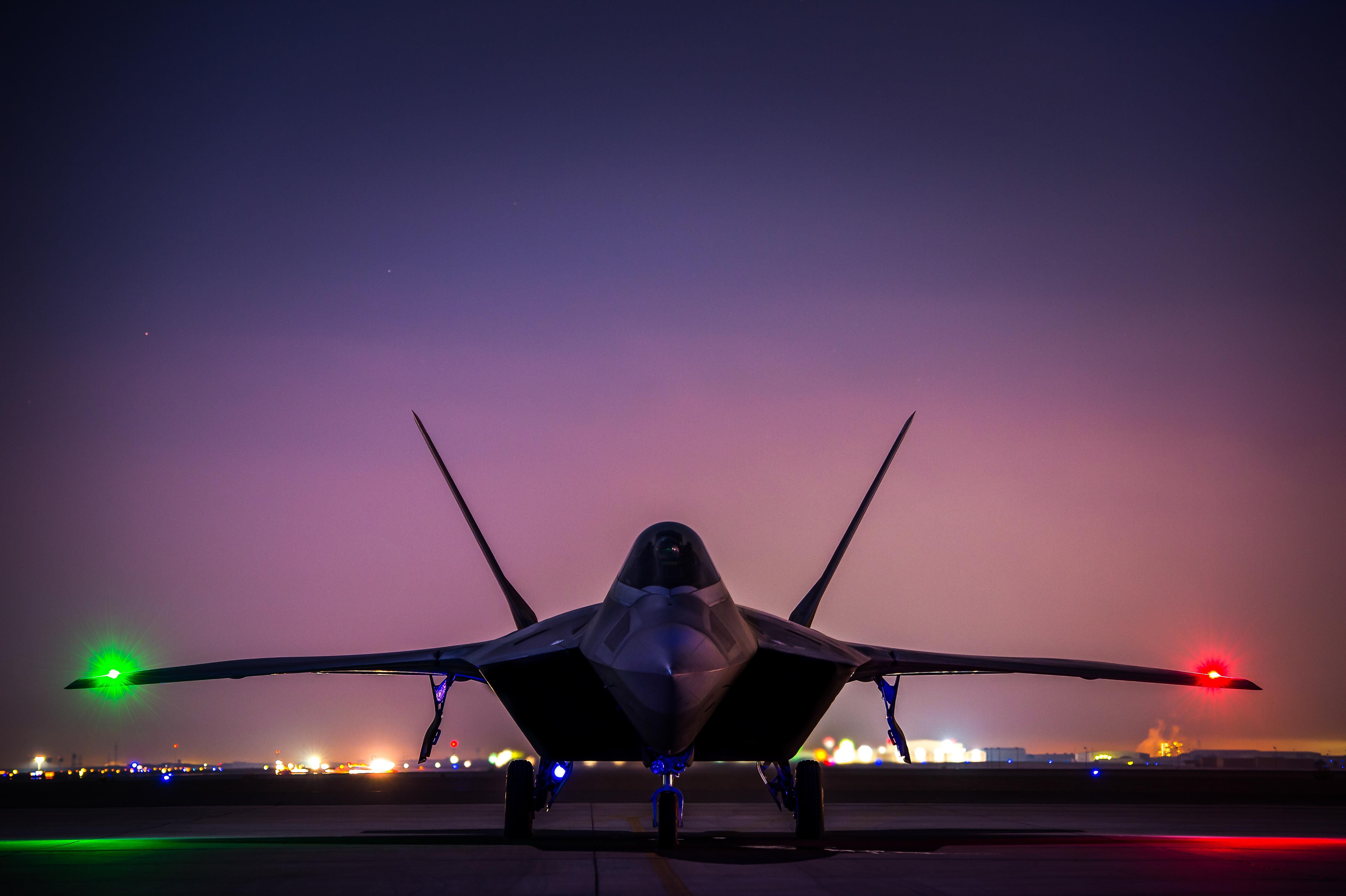 USAF F-22 Raptor During Combat Deployment In Syria Parked At Airbase