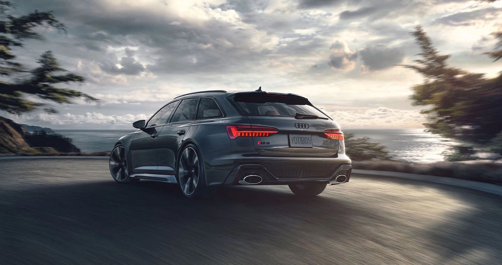 gray 2021-audi-rs6-avant on the road