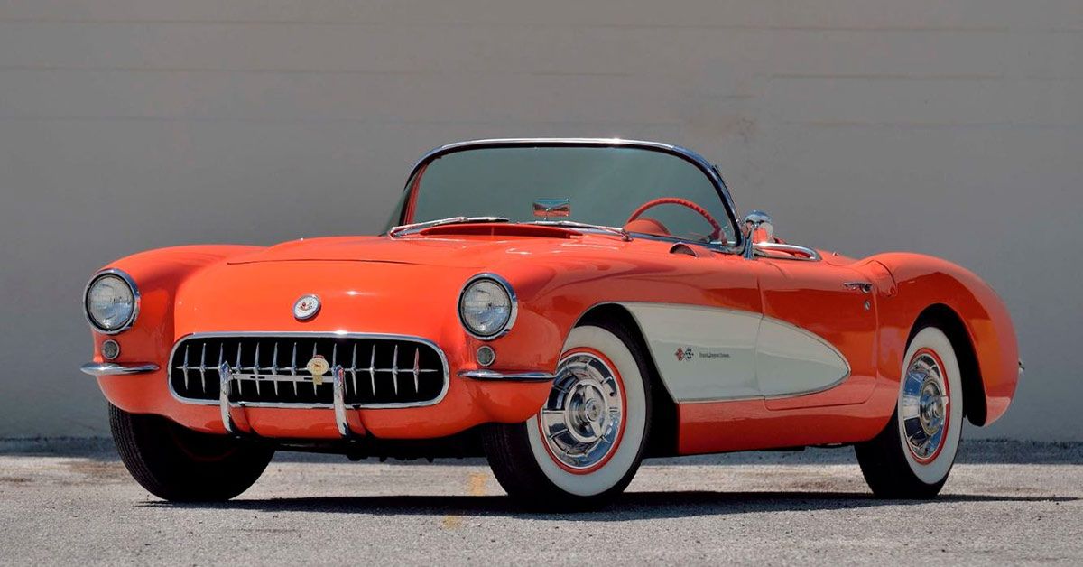 1957-Chevrolet-Corvette-Fuelie-(Orange)---Front