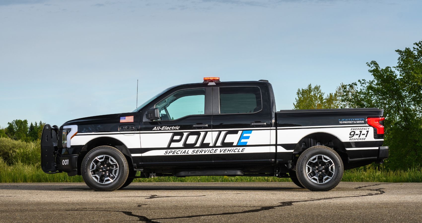 2023 Ford F-150 Lightning Pro SSV Police Car Side View Via Ford 