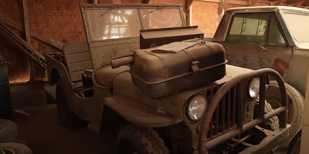 Abandoned Army Jeep in storage